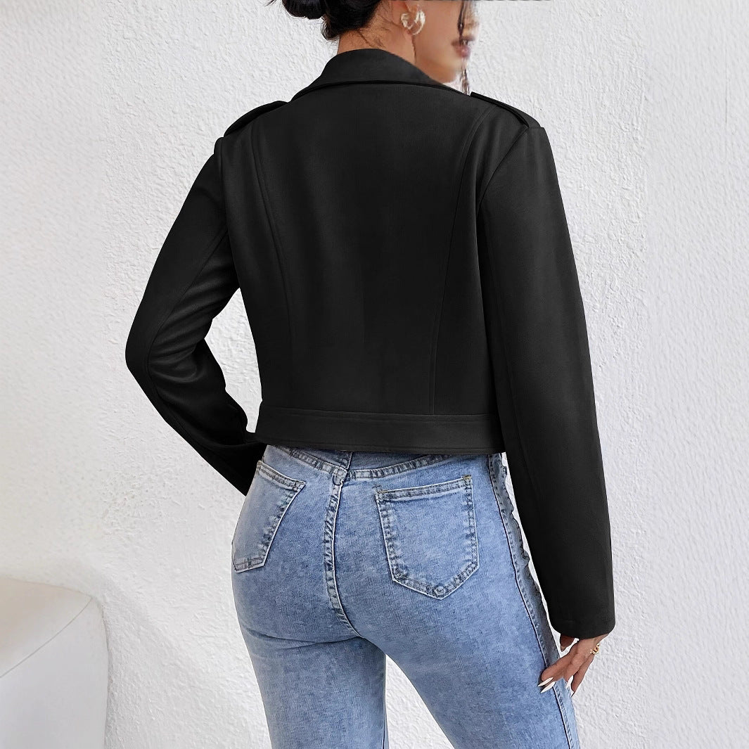 Damen Modische Bikerjacke aus Kunstleder