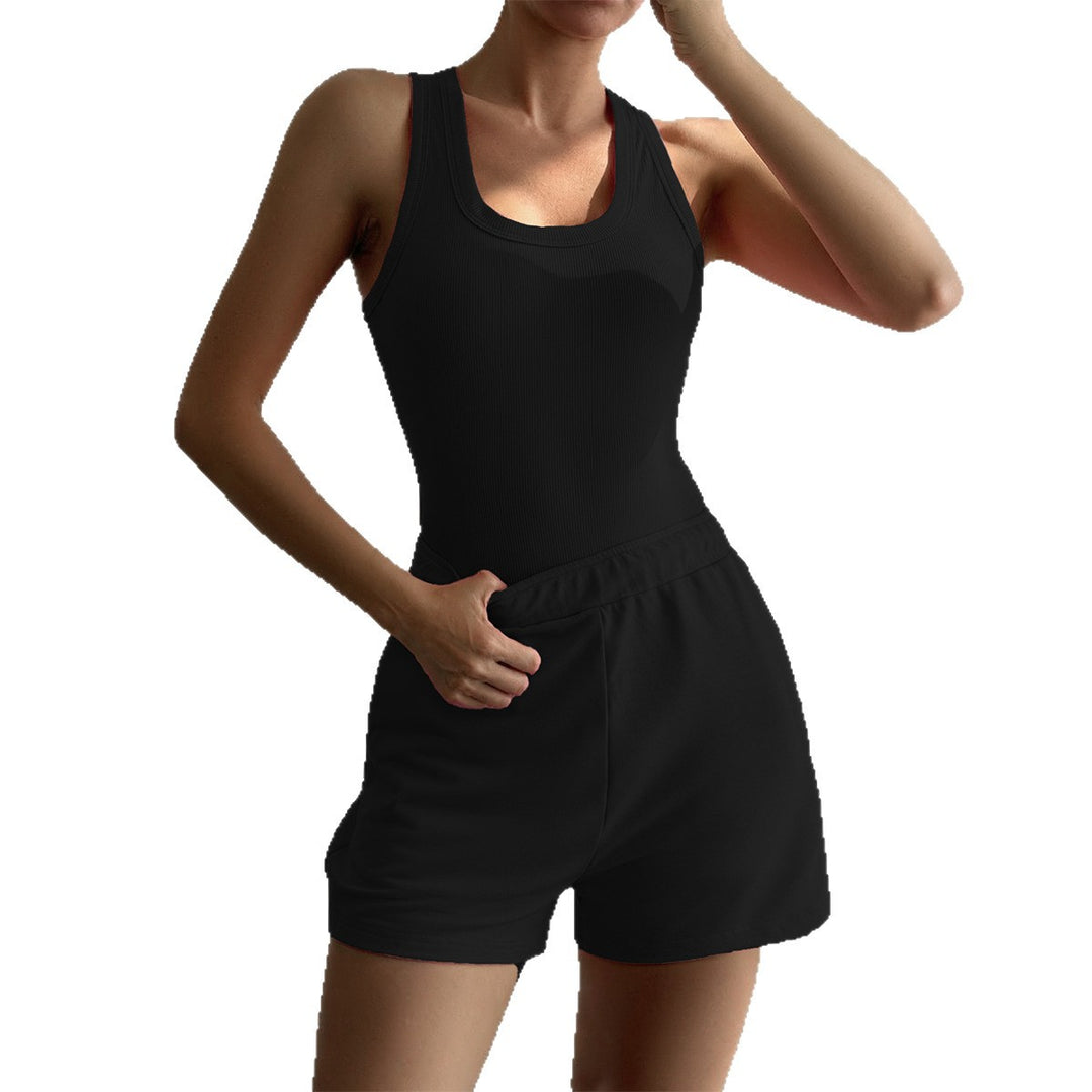 Damen Sportliches Crop-Top mit Shorts Set Drune