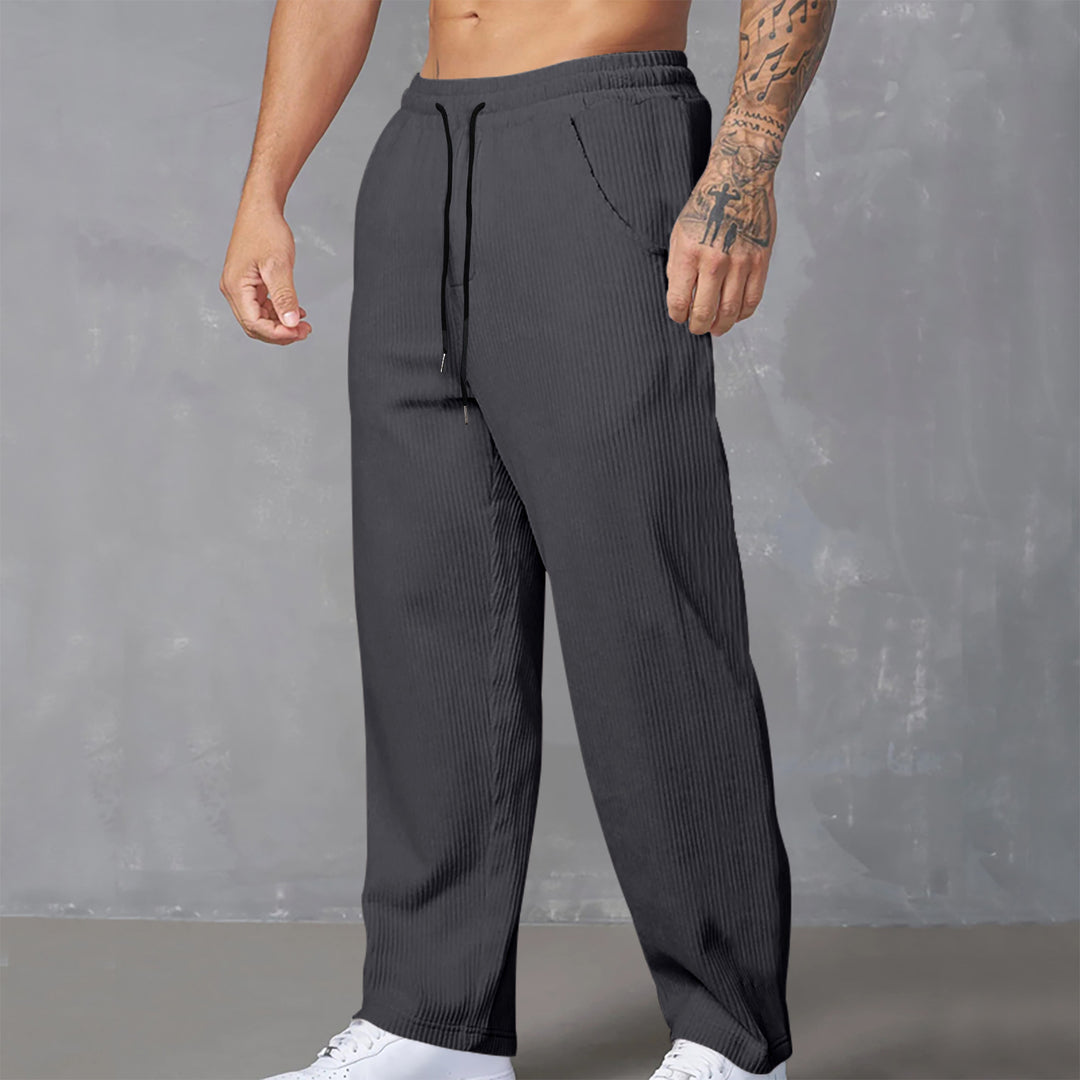 Herren lässige und atmungsaktive Freizeithose mit elastischem Bund Drune