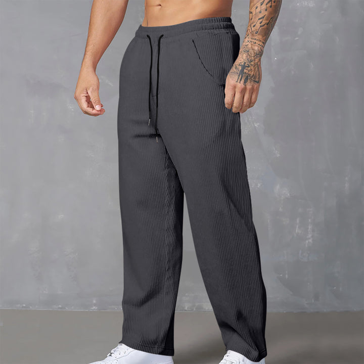 Herren lässige und atmungsaktive Freizeithose mit elastischem Bund Drune