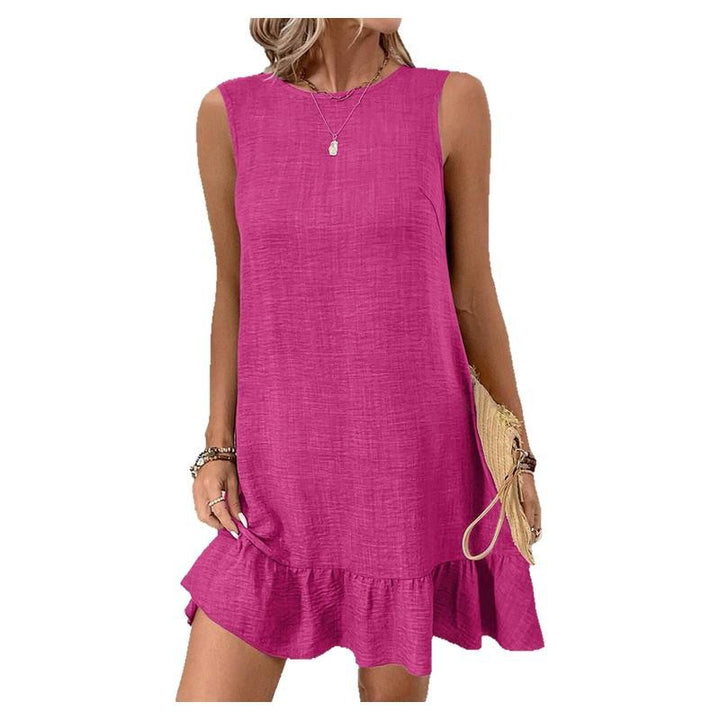 Damen ärmelloses Kleid mit Rüschensaum und lässigem Schnitt Drune