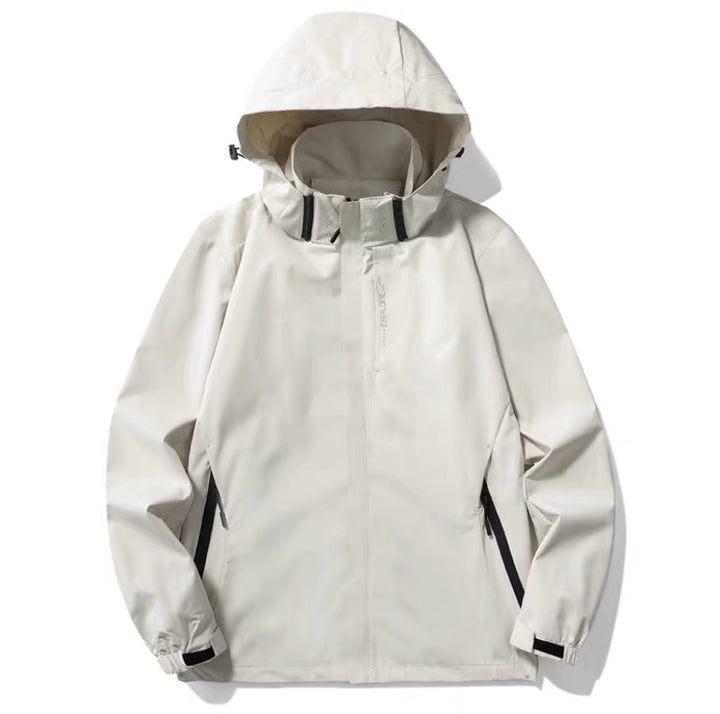 Herren Wasser- und winddichte technische Kapuzen-Outdoorjacke mit verschweißten Nähten und atmungsaktivem Futter Drune