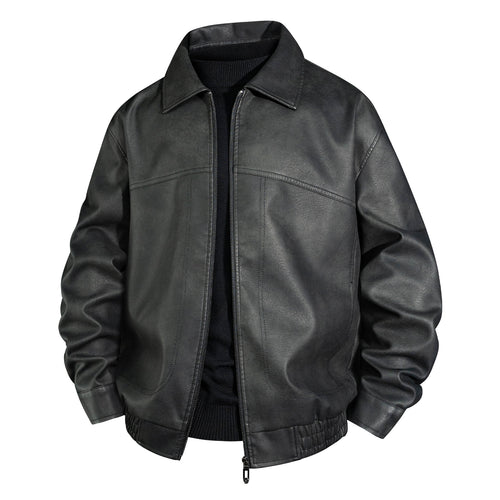 Herren Bomberjacke aus geöltem Vintage-Leder mit Reißverschluss Drune
