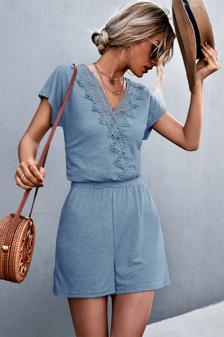 Damen Lässiger Jumpsuit mit eleganten Häkelapplikationen Drune