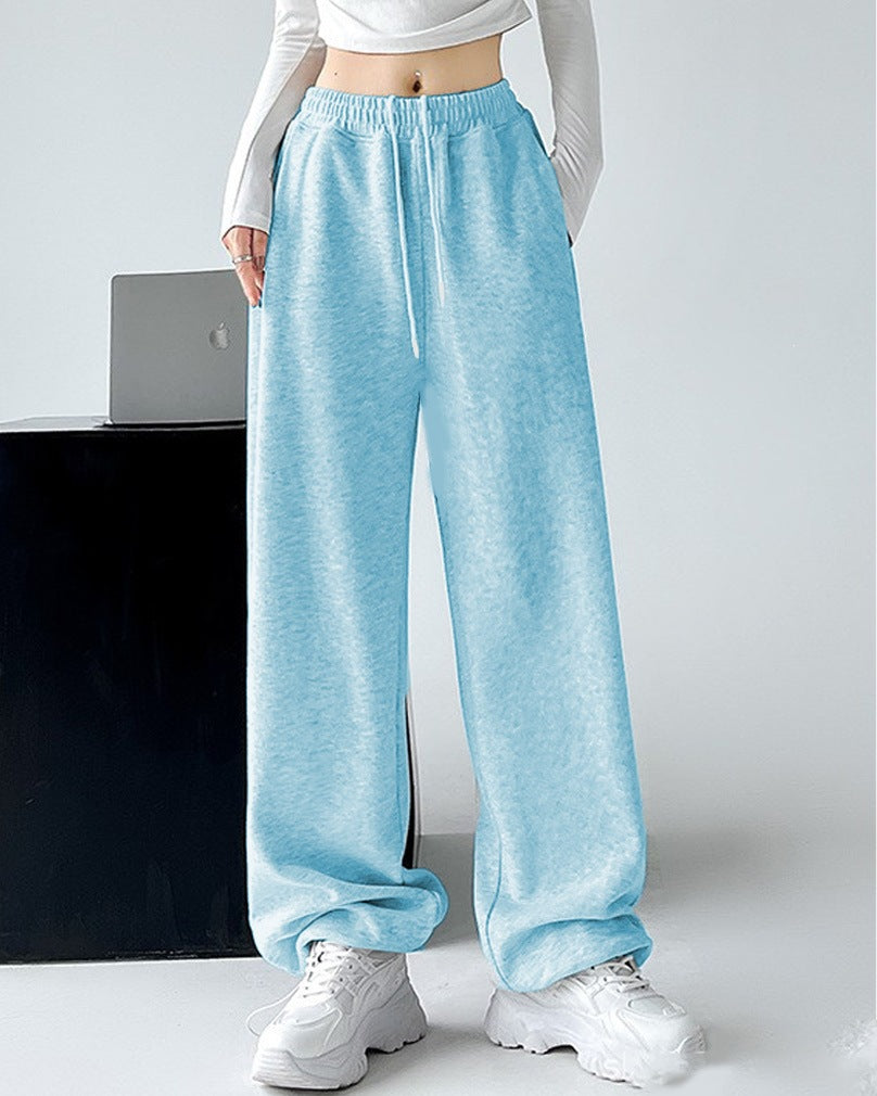Damen nan extraweite Palazzo-Sweathose mit hohem Komfortbund, seitlichen Eingrifftaschen, Schlitz am Saum und Kordelzug Drune