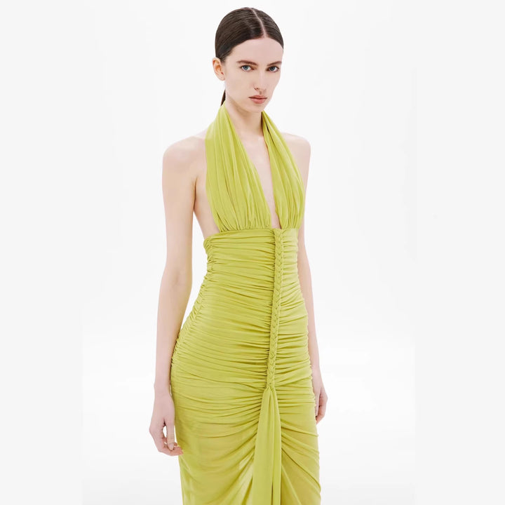 Damen elegantes trägerloses Abendkleid mit raffiniertem Drapé und tiefem Ausschnitt Drune