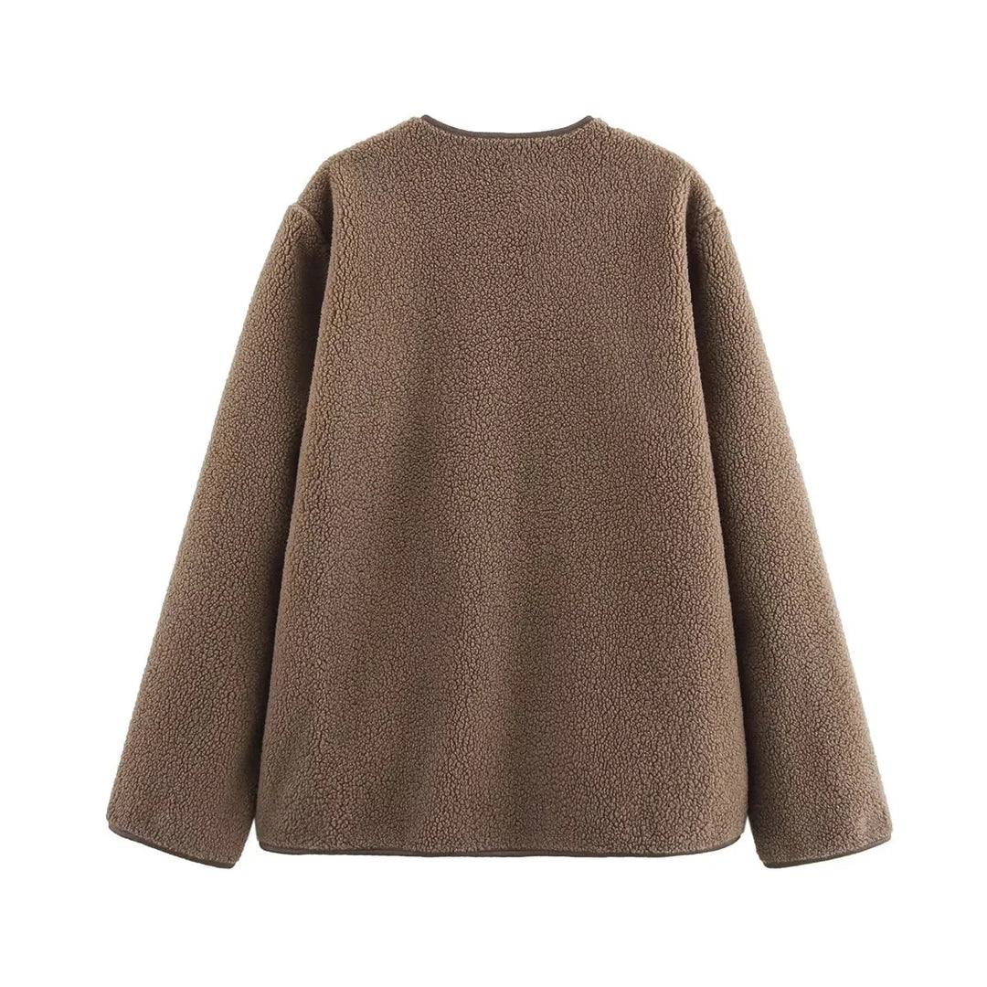 Damen nan Fleecejacke mit Teddyfutter und aufgesetzten Taschen Drune
