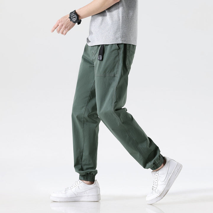 Herren Cargojoggerhose aus Baumwoll-Twill mit Tunnelzugbund und geripptem Knöchelabschluss Drune