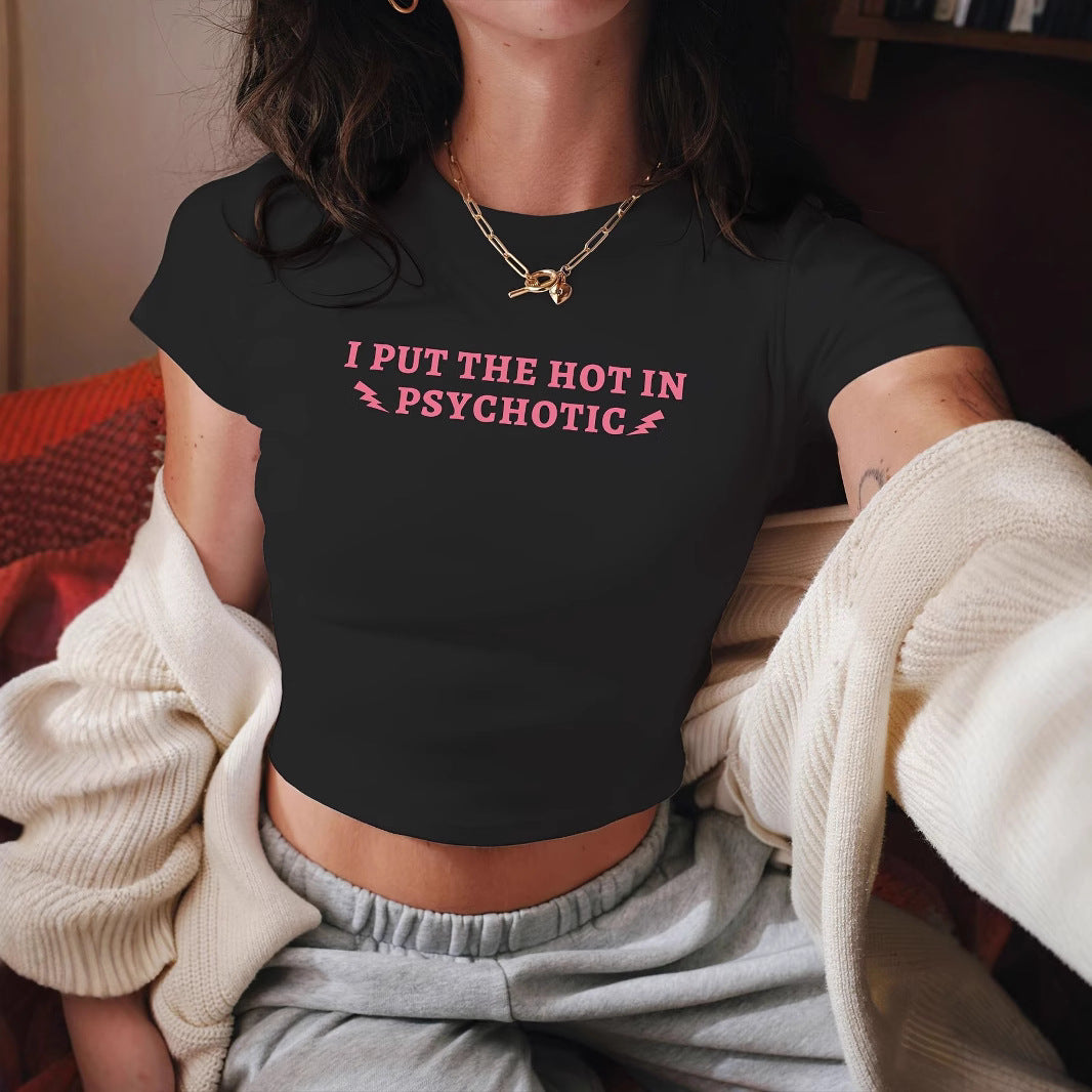 Damen Crop-T-Shirt mit fröhlichem Kirschmotiv Drune
