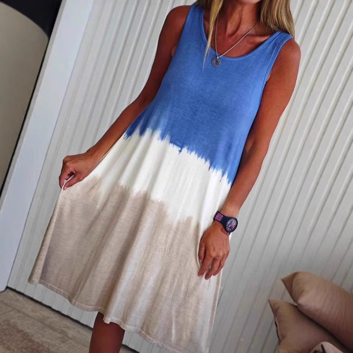 Damen nan ärmelloses Swingkleid aus softem Jersey mit fließendem Farbübergang und ausgestellter Silhouette Drune