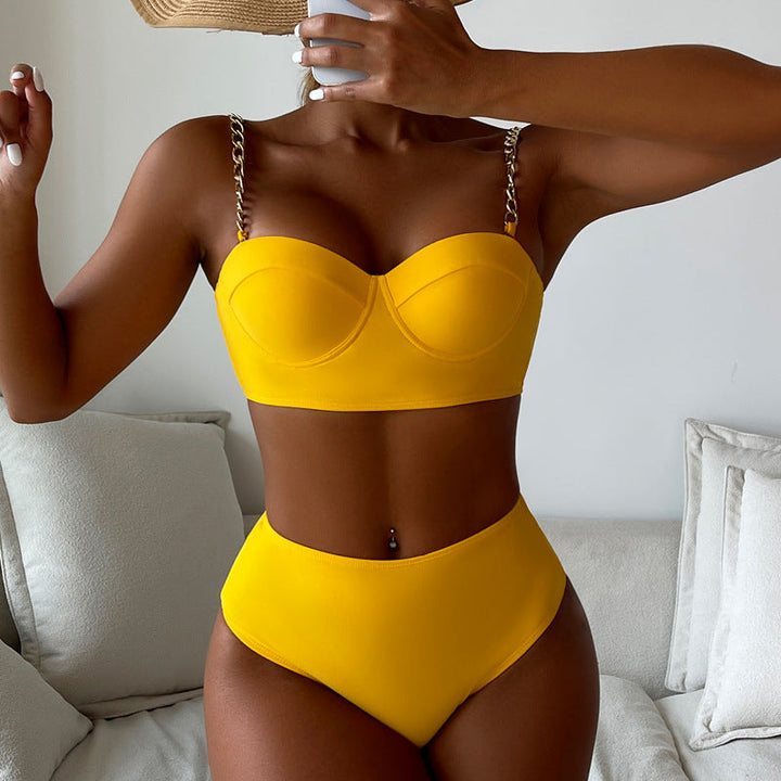 Damen Bustier-Bikini mit modischen Kettenträgern Drune