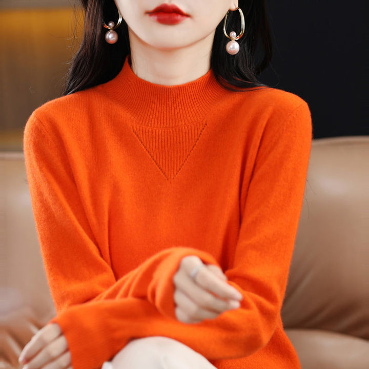 Damen feiner Pullover mit hohem Kragen und eleganten Details Drune