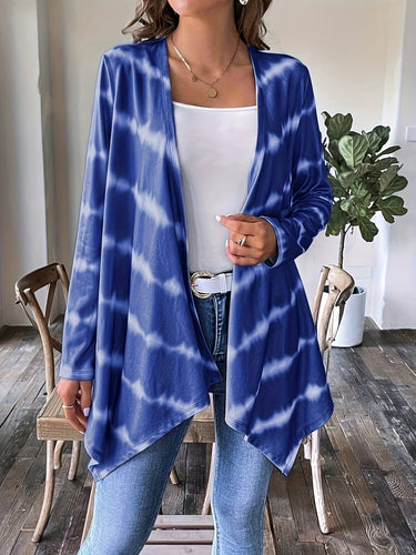Drune | Cardigan - Offene Vorderseite - Lange Ärmel - Batikmuster - Lässige Chic-Schicht