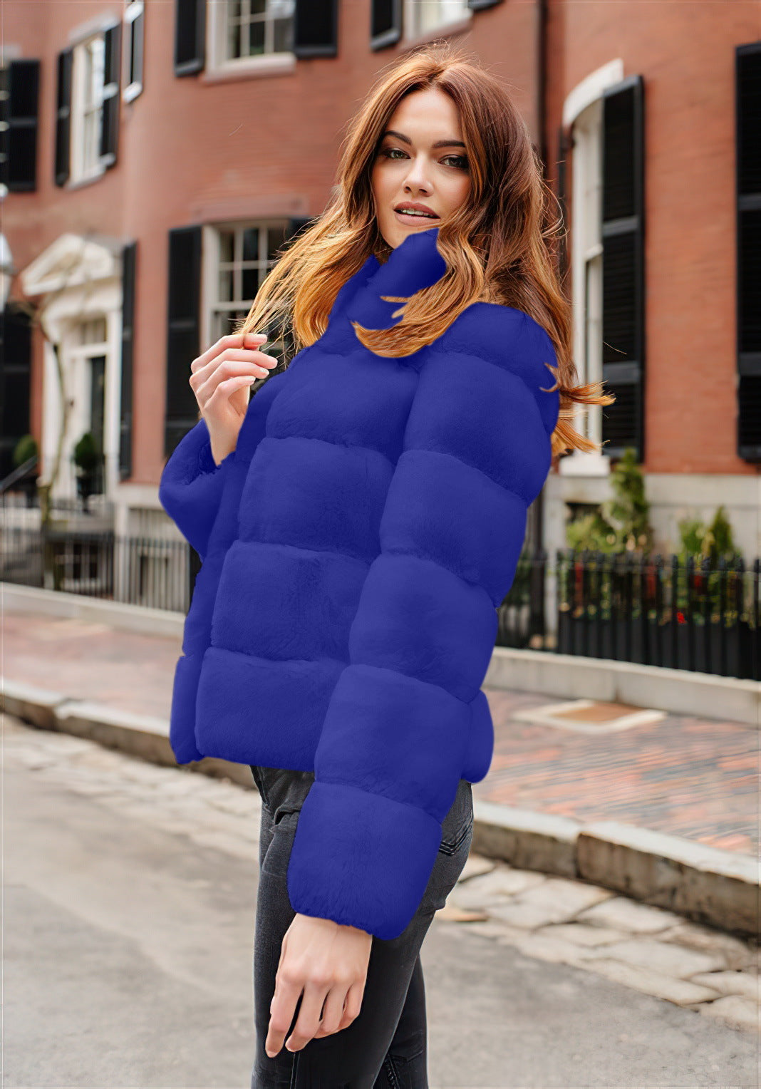 Damen Modische Daunenjacke mit hohem Kragen Drune