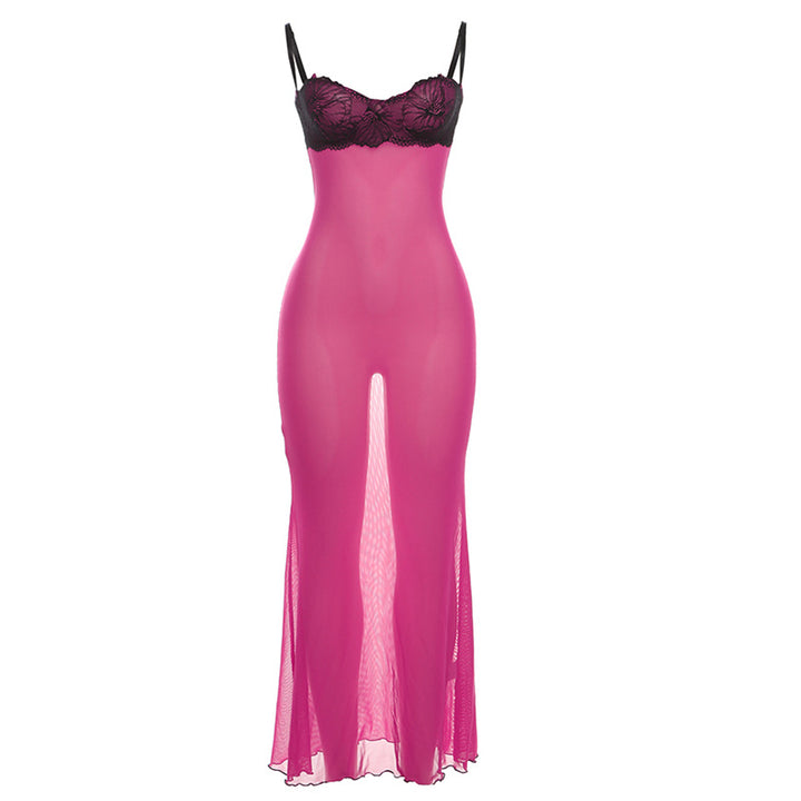Damen Elegantes und verführerisches Nachthemd aus transparenter Spitze Drune