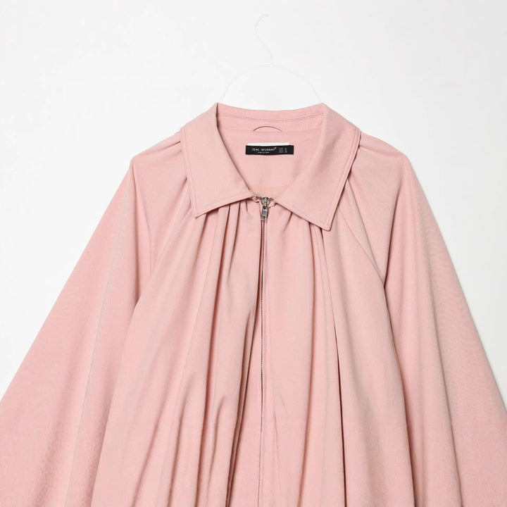 Damen nan taillierte Cape-Jacke mit geraffter Vorderpartie, Reißverschluss und ballonförmigen Ärmeln Drune
