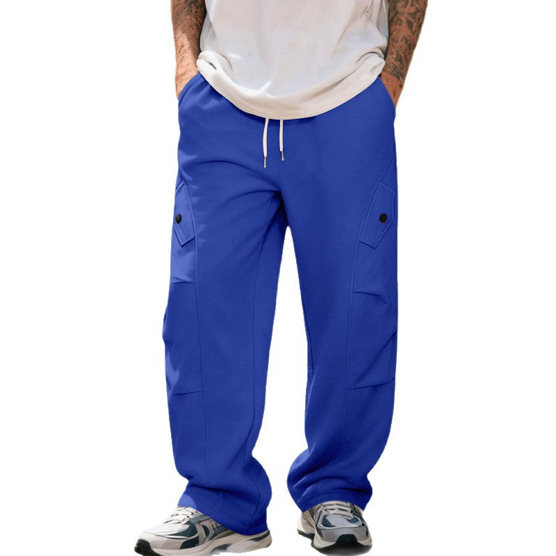 Herren nan weite Cargo-Straßenhose mit elastischem Tunnelzugbund und funktionalen Klappentaschen Drune