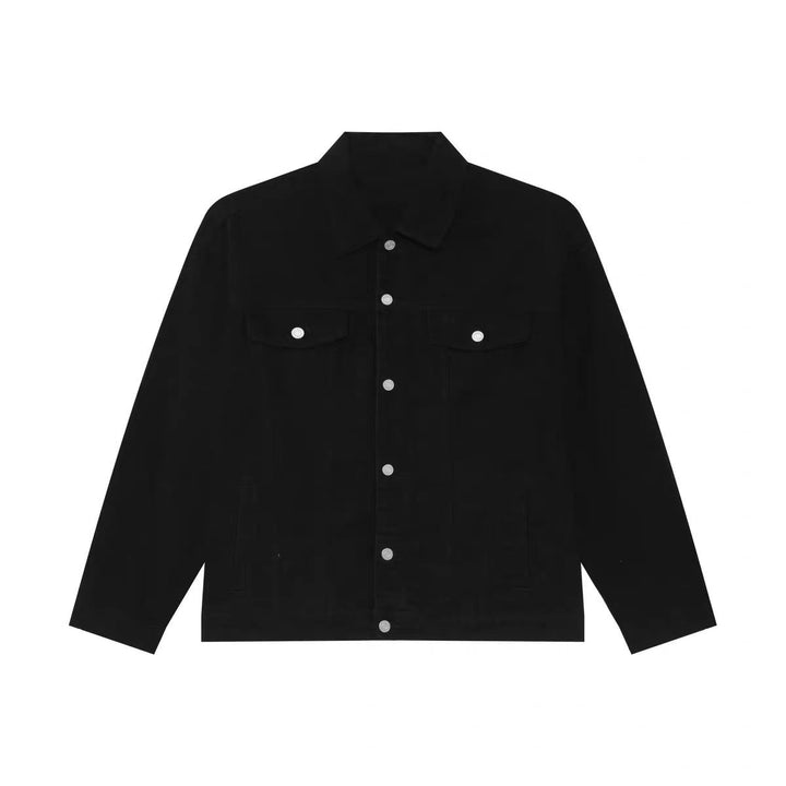 Herren Boxy-Denim-Überhemdjacke mit Druckknopfblende, Pattentaschen & geradem Saum Drune