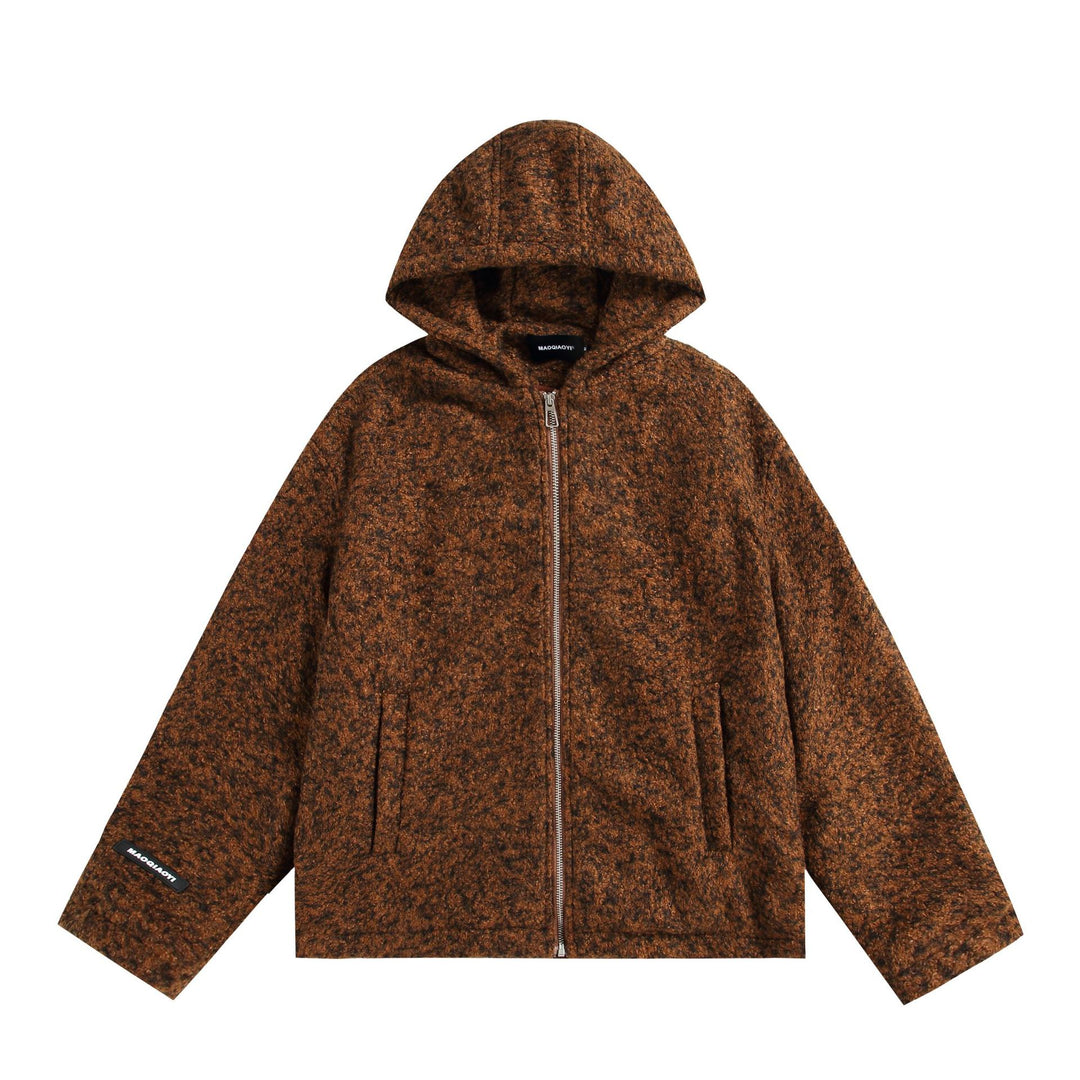 Damen Kapuzenblouson aus Wollmix mit voluminöser Struktur und Reißverschluss Drune