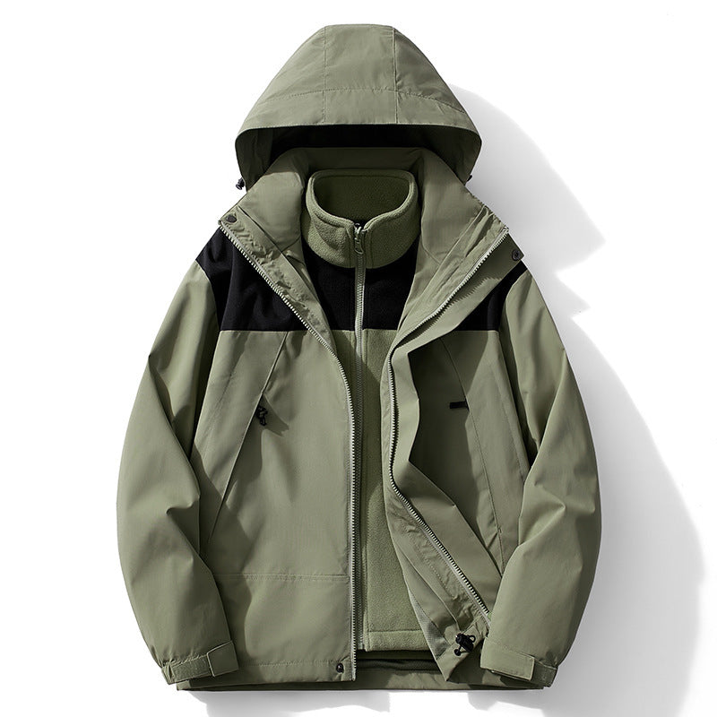 Herren zweilagige wasserdichte Outdoorjacke mit herausnehmbarer Fleece‑Innenjacke Drune