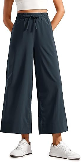 Damen nan weite Culotte-Hose mit elastischem Bund, Tunnelzug und seitlichen Schlitzen Drune