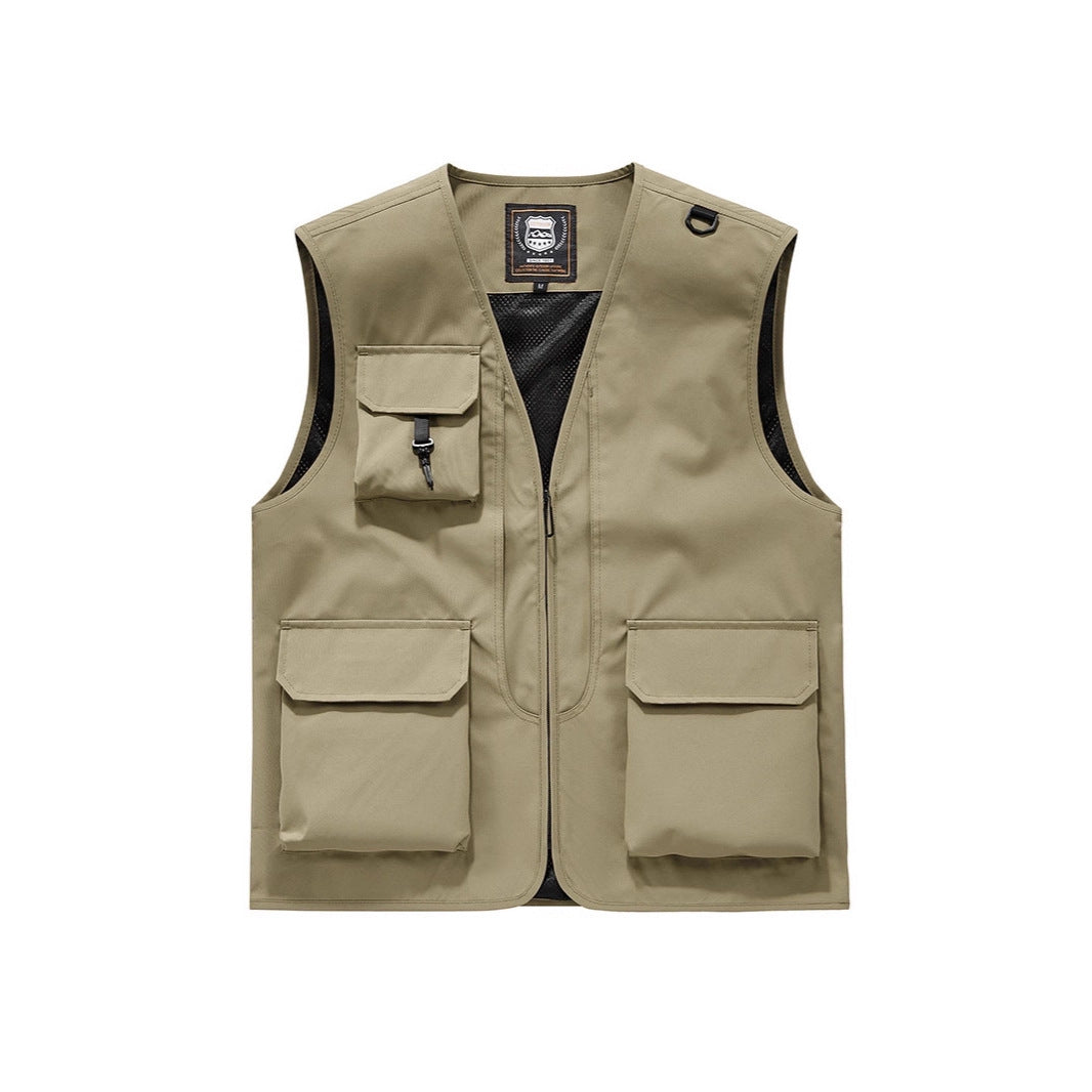 Unisex Multitaschen-Utility-Weste mit Mesh-Innenfutter, D-Ring und robusten Außenfächern Drune