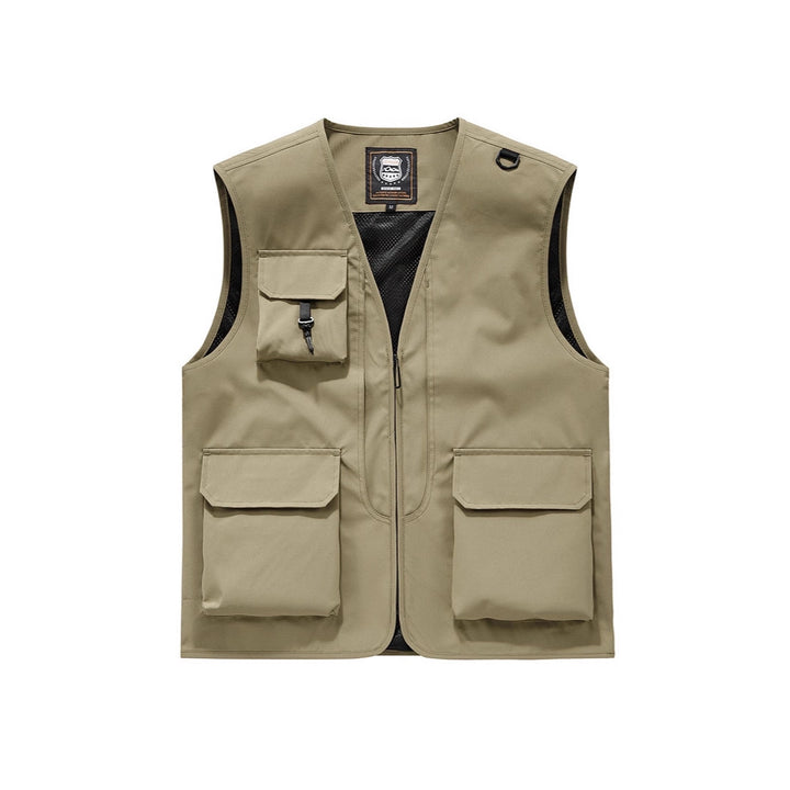 Unisex Multitaschen-Utility-Weste mit Mesh-Innenfutter, D-Ring und robusten Außenfächern Drune