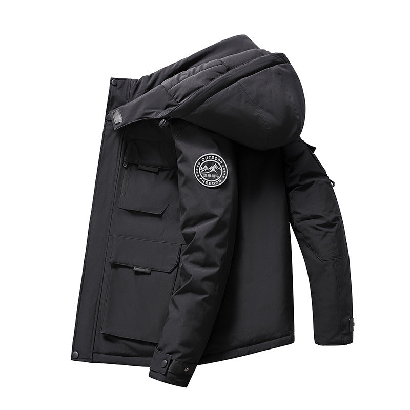 Herren Isolierter Field-Parka mit Kapuze, Mehrfach-Utility-Taschen und winddichter Shell Drune