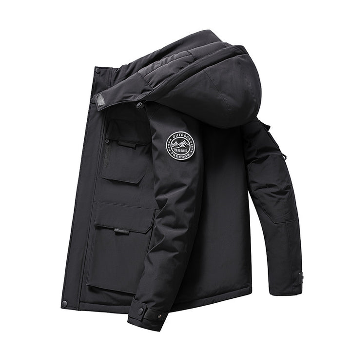 Herren Isolierter Field-Parka mit Kapuze, Mehrfach-Utility-Taschen und winddichter Shell Drune