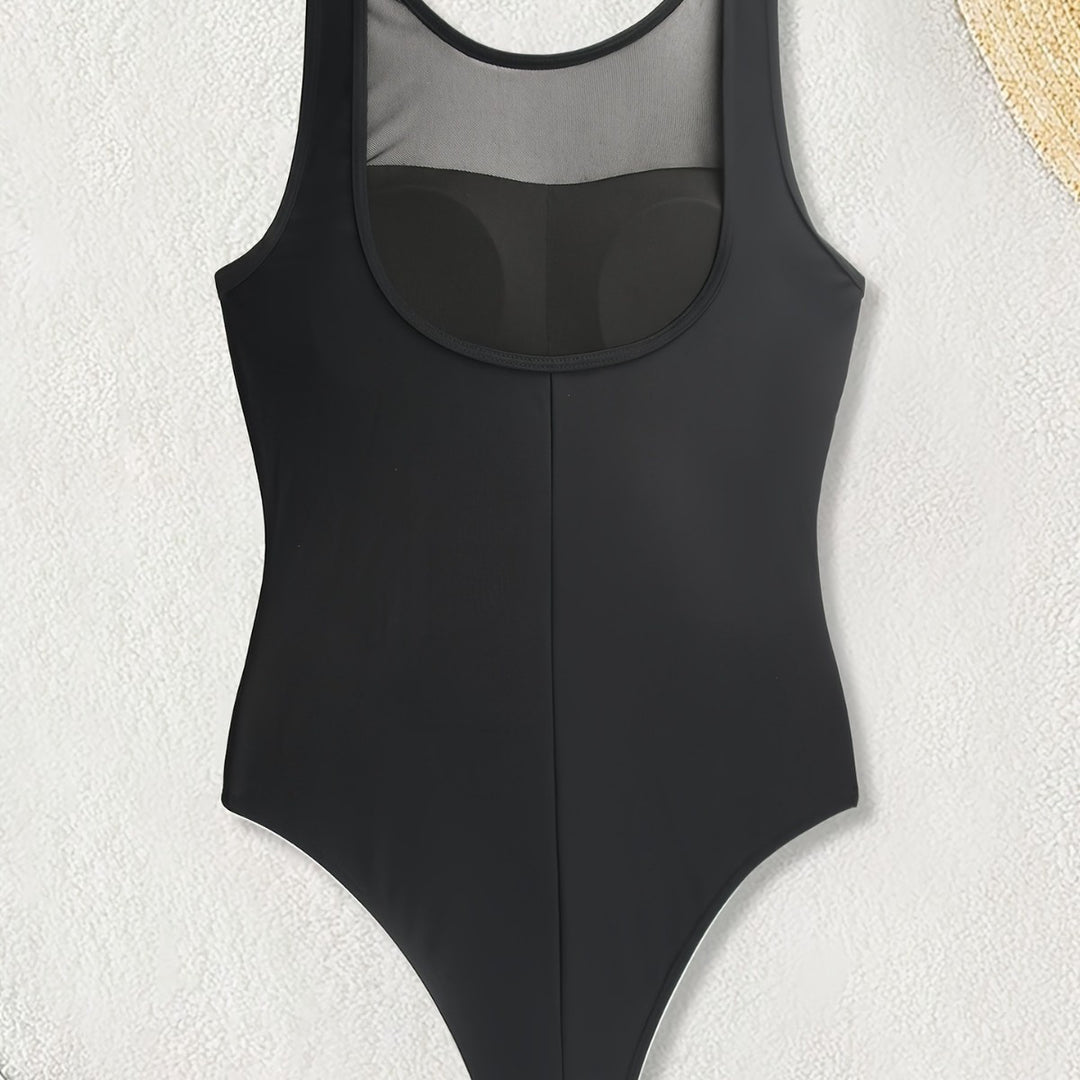 Damen Hochgeschlossener Badeanzug mit transparenten Mesh-Details Drune