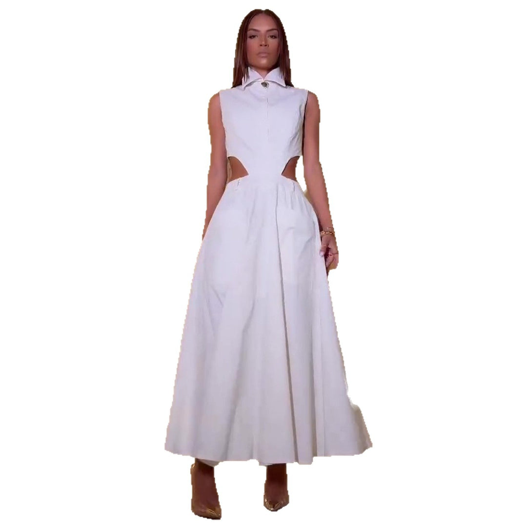 Damen Maxikleid mit raffinierten Cut-Outs und modernem Hemdblusenstil Drune