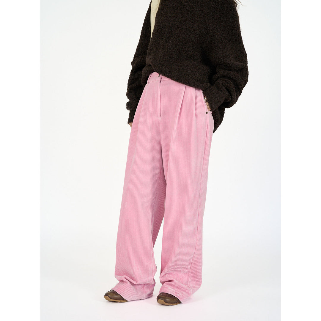 Damen Weite Cordhose mit hoher Taille, Bundfalten und Palazzo‑Schnitt Drune
