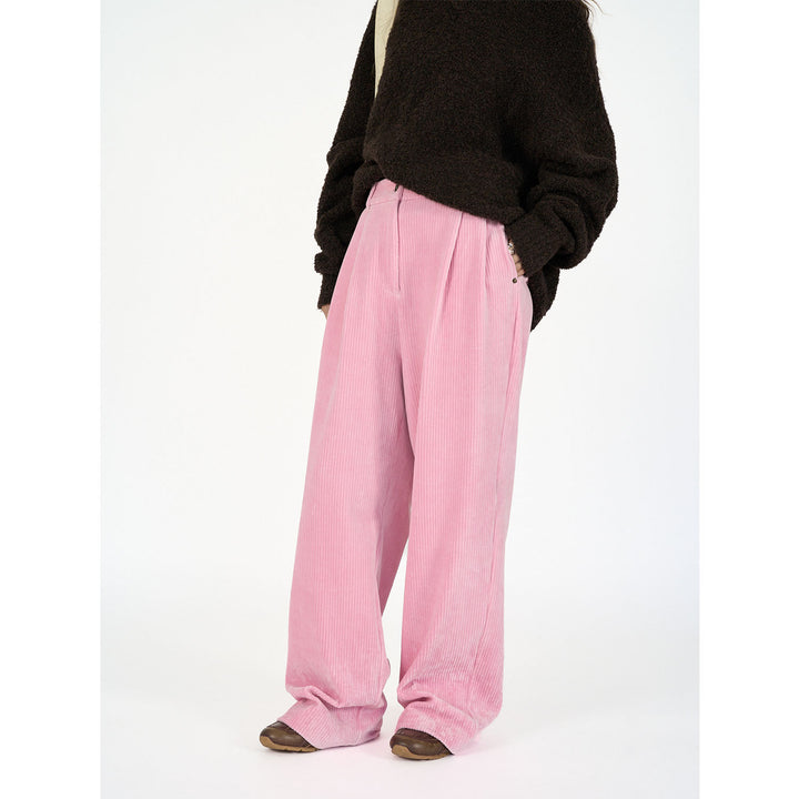 Damen Weite Cordhose mit hoher Taille, Bundfalten und Palazzo‑Schnitt Drune