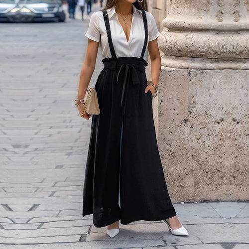 Damen stylischer Jumpsuit mit verstellbaren Trägern und elegantem Taillenband Drune