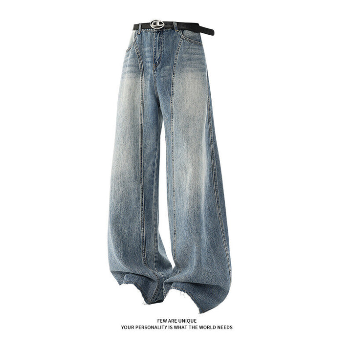 Damen Weitgeschnittene Jeans mit hohem Bund und integriertem Gürtel Drune