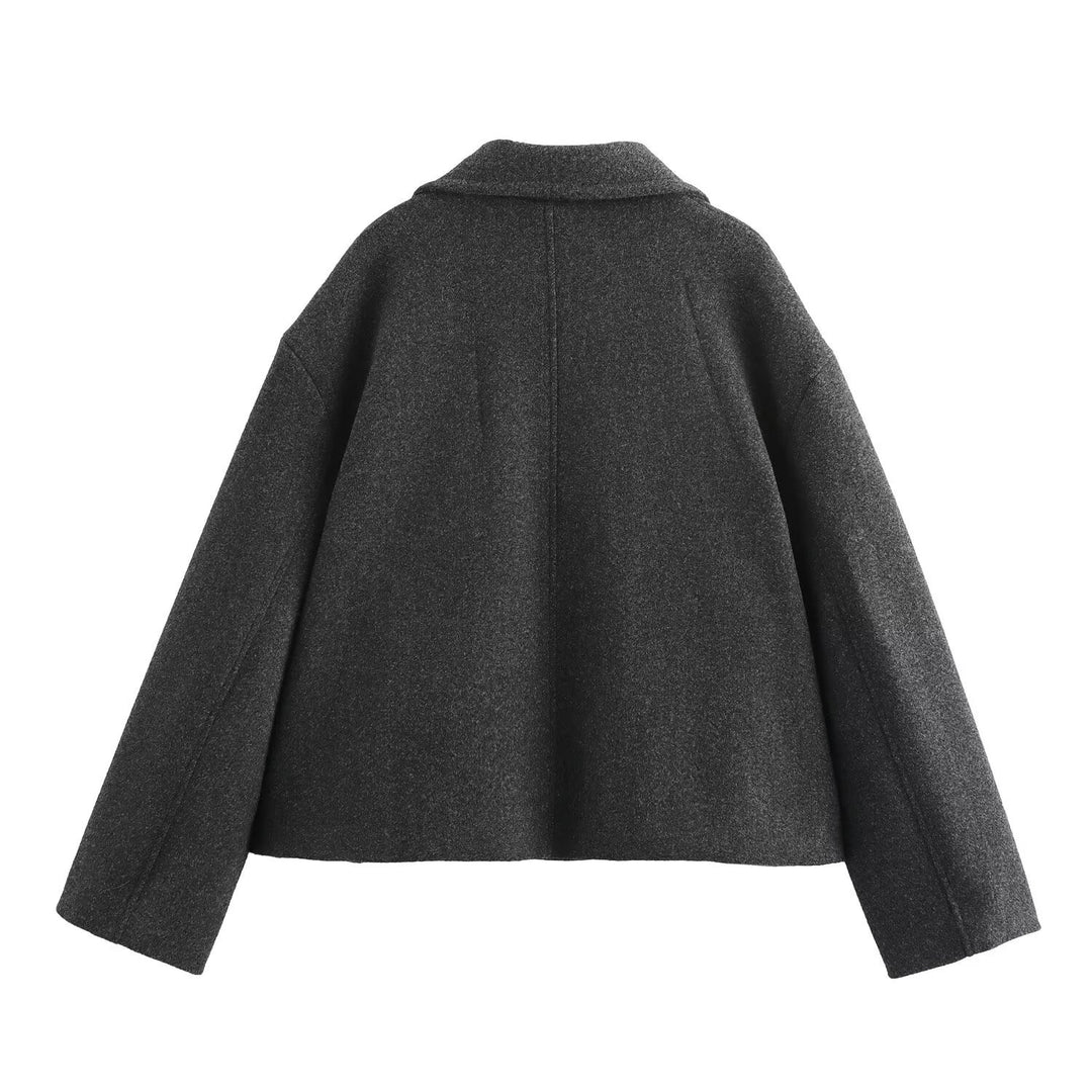 Damen Zweireihige Wollmix-Kurzjacke im Boxy-Schnitt Drune