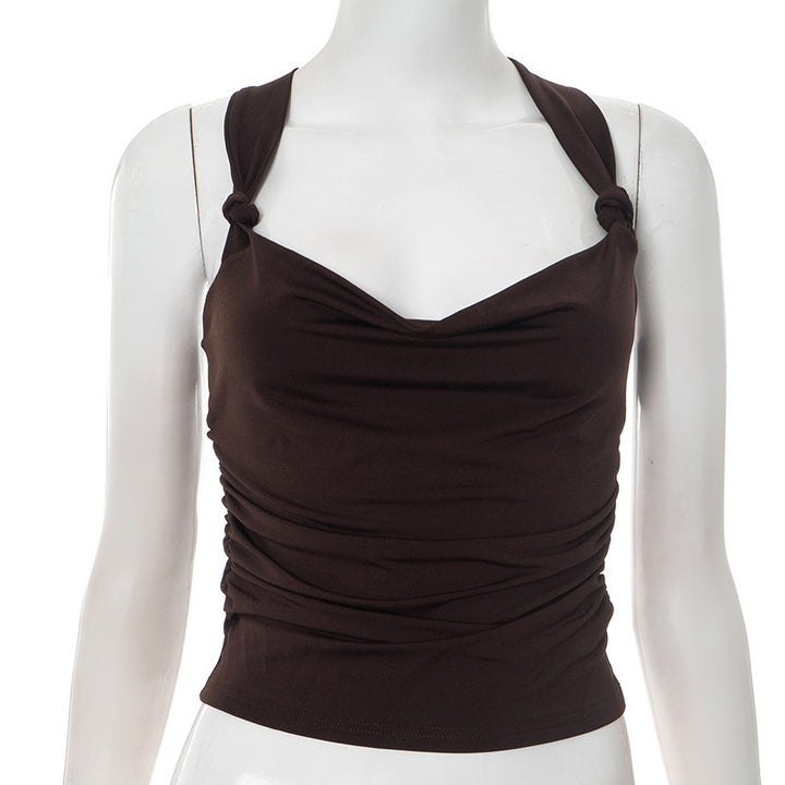Damen modisches Top mit Knoten-Detail und Raffungen Drune