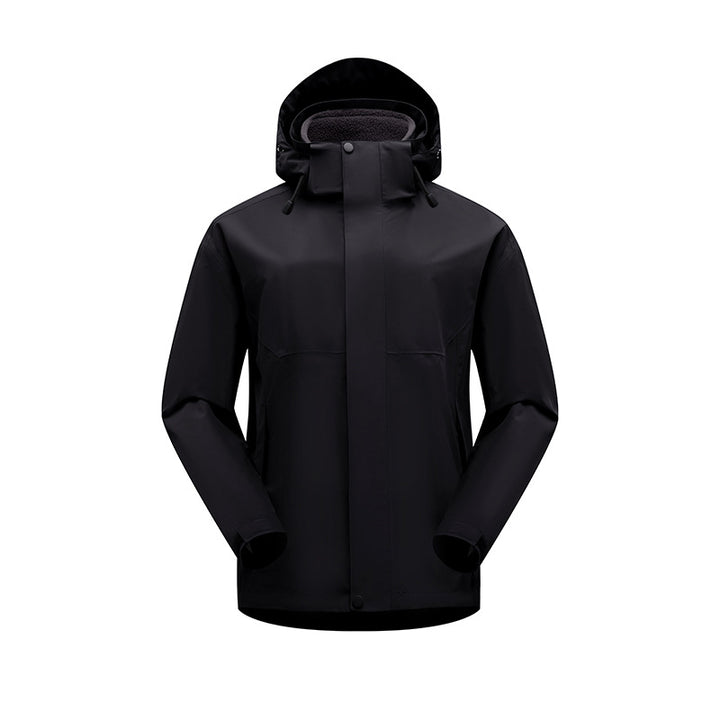 Unisex wasserdichte atmungsaktive Regenjacke mit Kapuze und Fleece-Innenfutter Drune