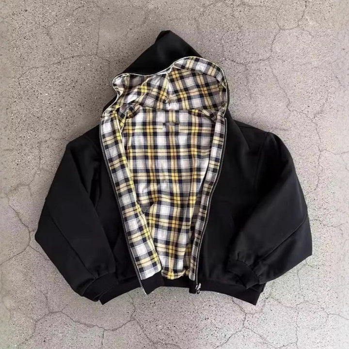 Damen Kapuzenjacke mit kariertem Innenfutter und praktischem Reißverschluss Drune
