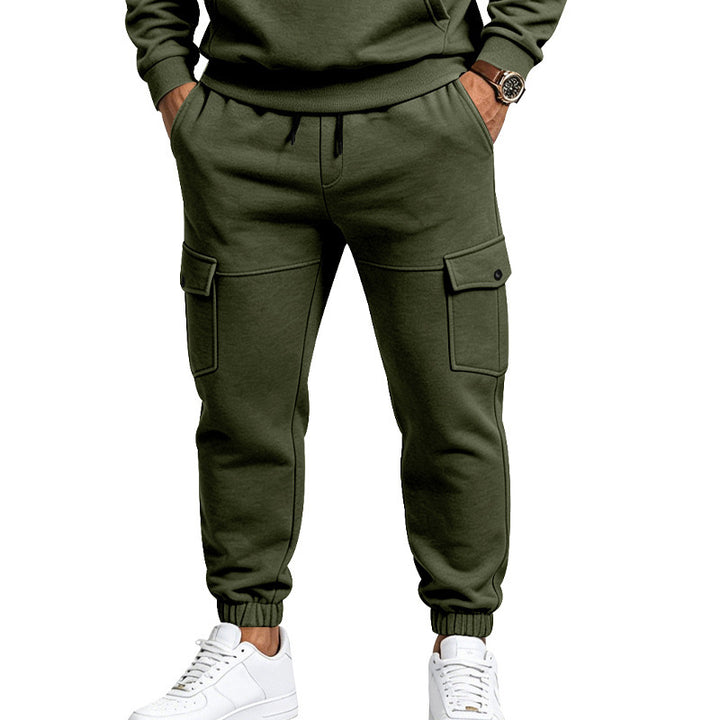 Herren Cargo-Jogginghose mit seitlichen Klappentaschen, Kordelzug und Elastischen Bündchen Drune