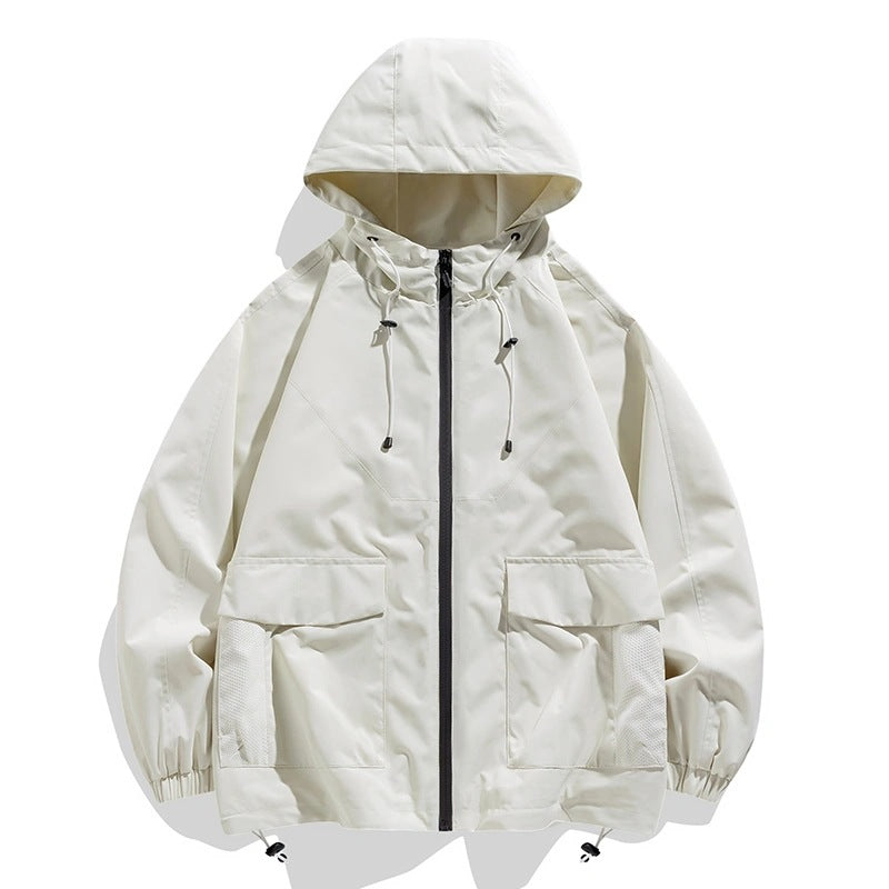 Herren Oversize Utility-Softshelljacke mit Kapuze, aufgesetzten Taschen & verstellbarem Saum Drune