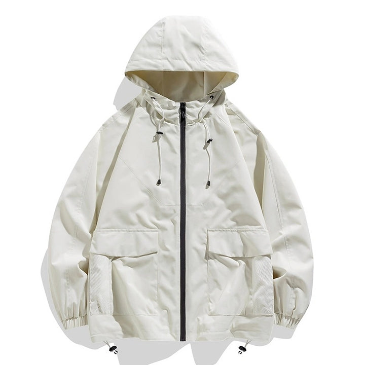 Herren Oversize Utility-Softshelljacke mit Kapuze, aufgesetzten Taschen & verstellbarem Saum Drune