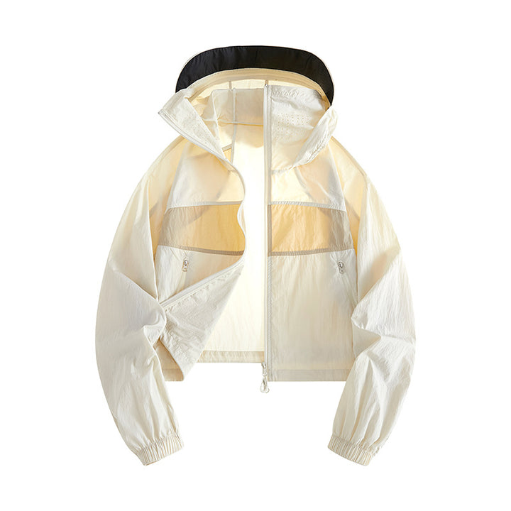 Damen Leichte Windbreaker-Jacke mit verstellbarer Kapuze
