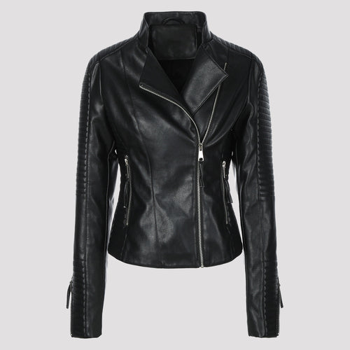 Damen Schmal geschnittene Bikerjacke mit gesteppter Ärmel- und Schulterpartie Drune