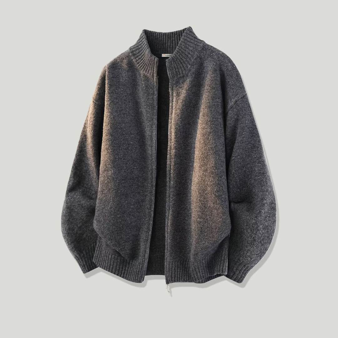 Damen Modische Grobstrickjacke mit hohem Kragen Drune
