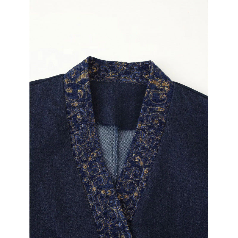 Damen elegante modische Jacke mit kunstvoller Stickerei Drune