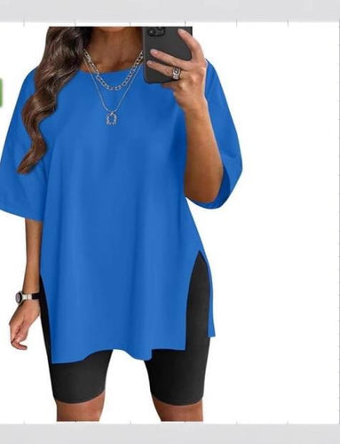 Damen Oversized T-Shirt mit Seitenschlitzen Drune