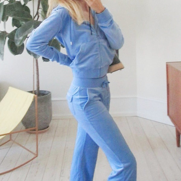Damen Sportlicher Fleece-Loungewear-Anzug mit Kapuze Drune