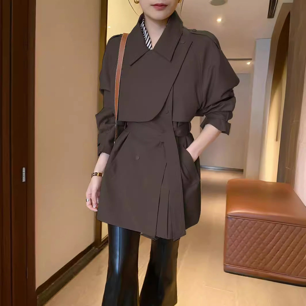 Damen Modernes Trenchcoat mit Taillengürtel Drune