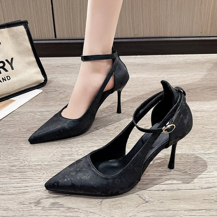 Damen Spitzen High Heels mit eleganter Fesselriemenverzierung Drune
